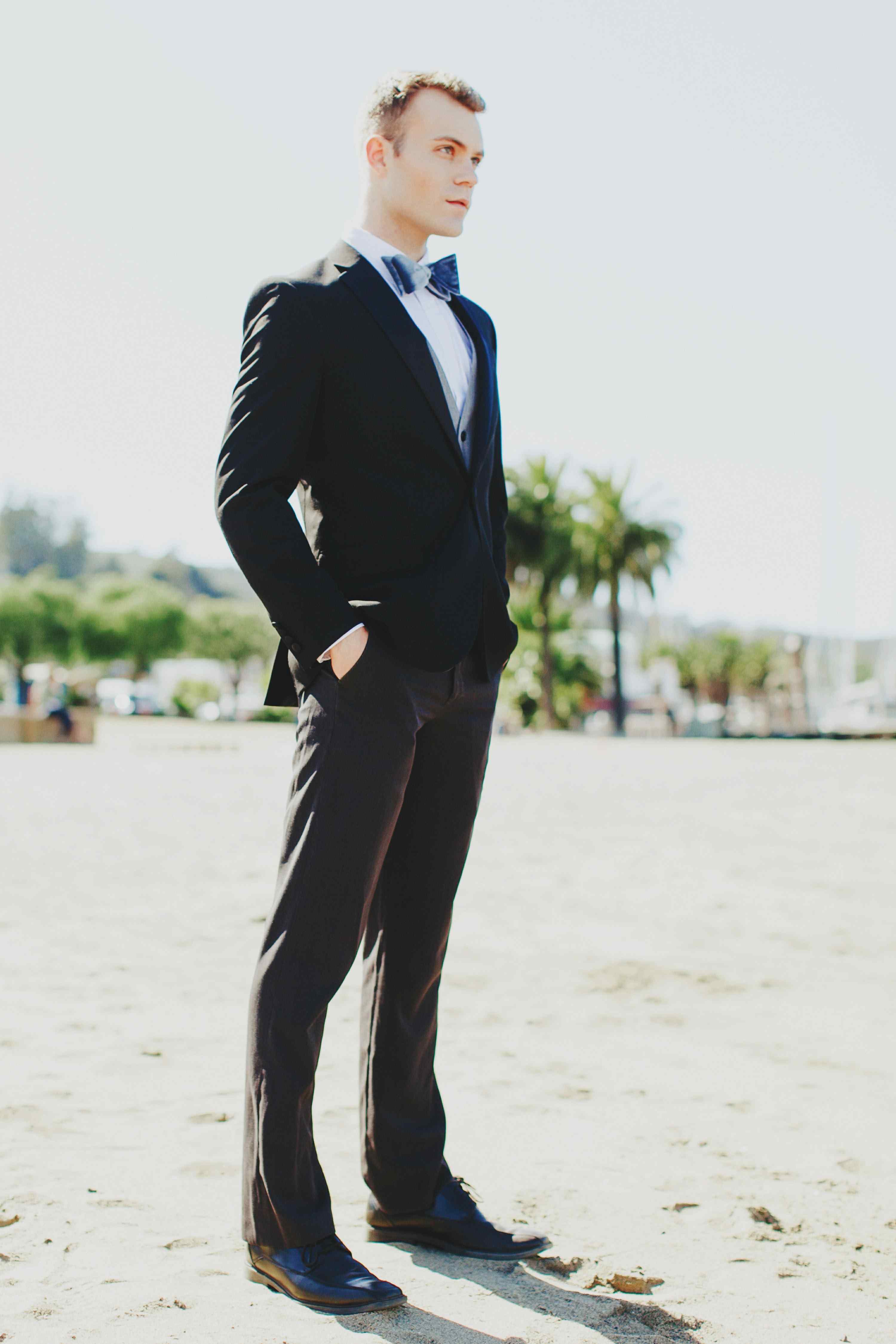 Jonathan Cottrell modeling a suit